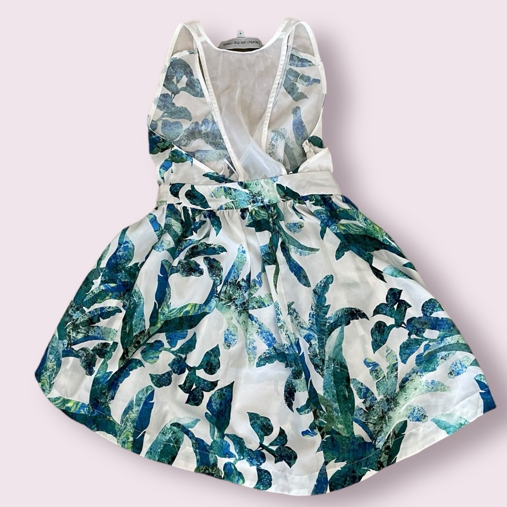 Blessed Are The Meek White/Green Tropical Print Mini Dress - Picture 3 of 5